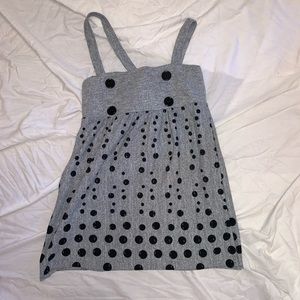 Grey with black polka dots long tank